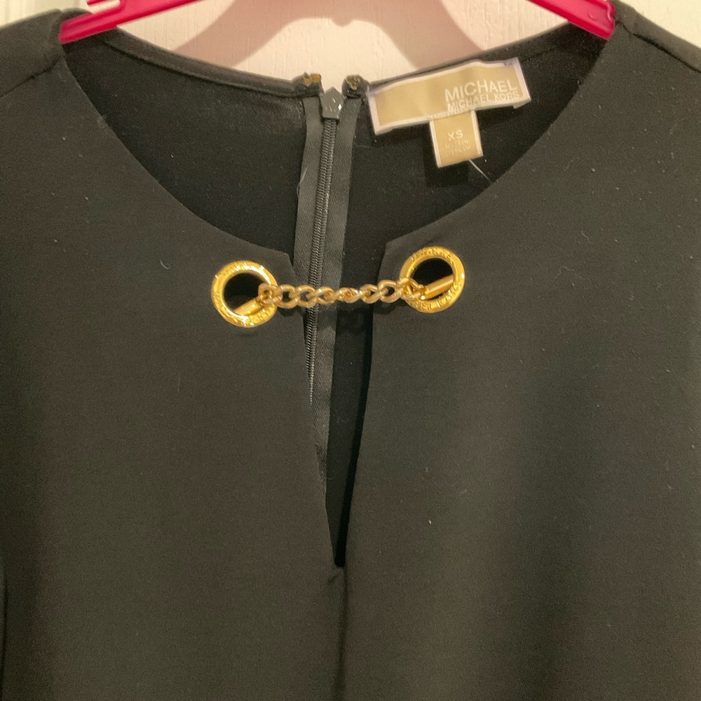 Michael Kors Black Dress with Gold Chain Detail